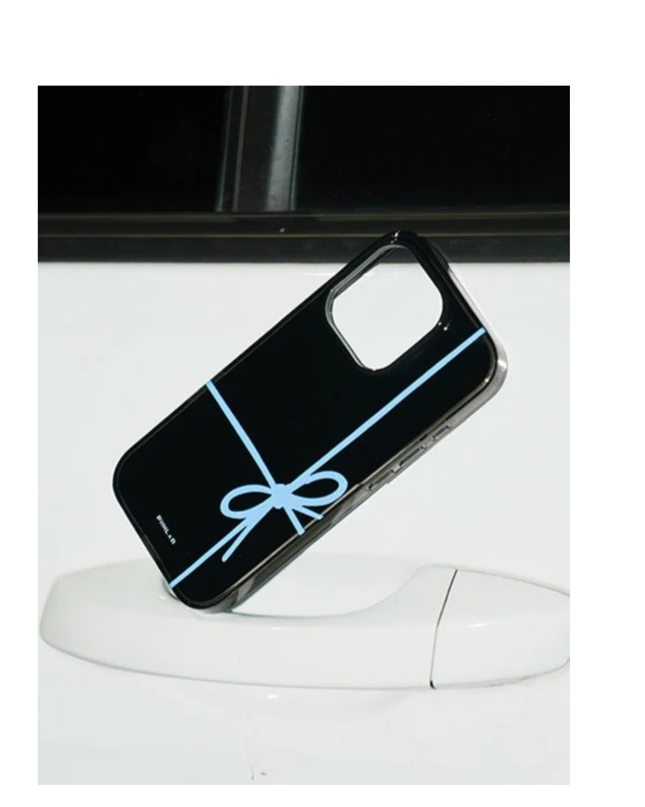 Chic Black Blue Ribbon Design Phone Case