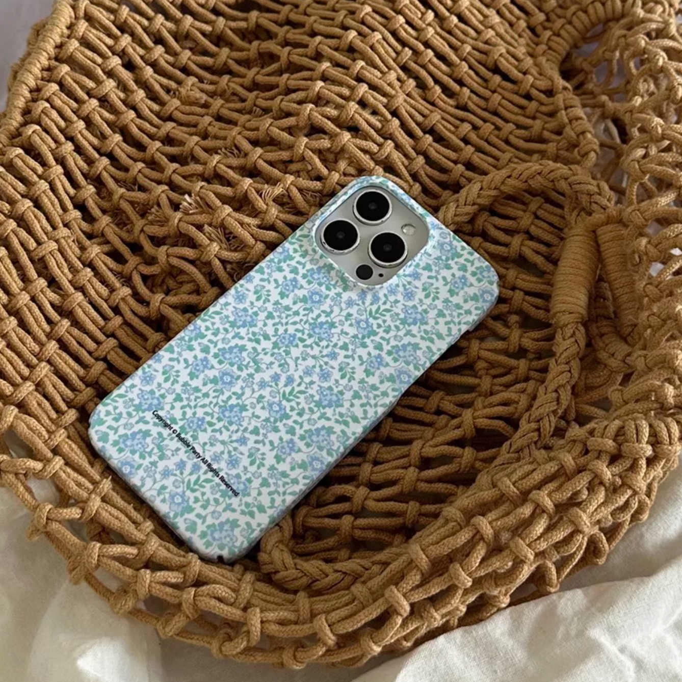 Blue Blossom phone case with delicate blue floral design