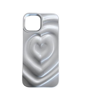 Dreamy Heart cream phone case with electroplated heart design